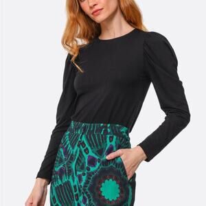 BA&SH Black Bango Long Puff Sleeve Top Size Medium